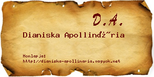 Dianiska Apollinária névjegykártya